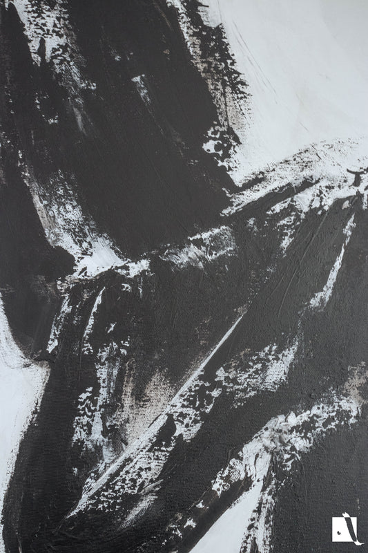 Pictura abstracta minimalista alb negru val