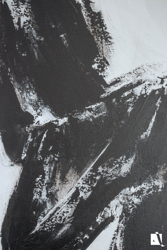 Pictura abstracta minimalista alb negru val