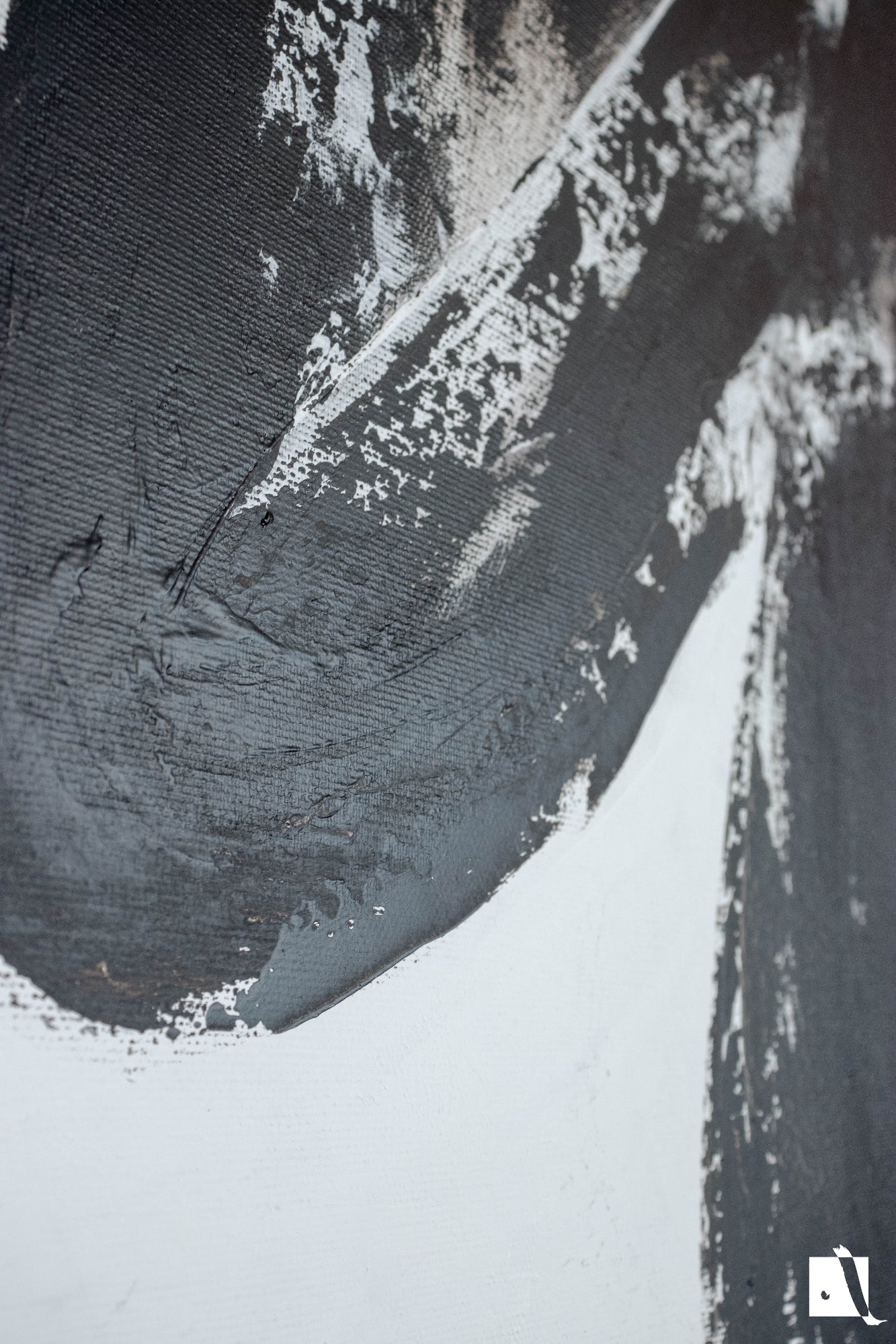 Pictura abstracta minimalista alb negru val