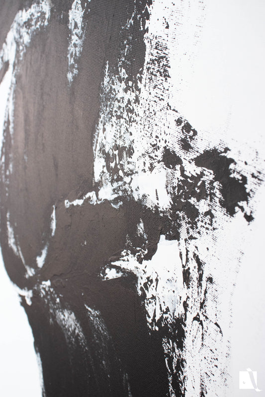 Pictura abstracta minimalista alb negru val