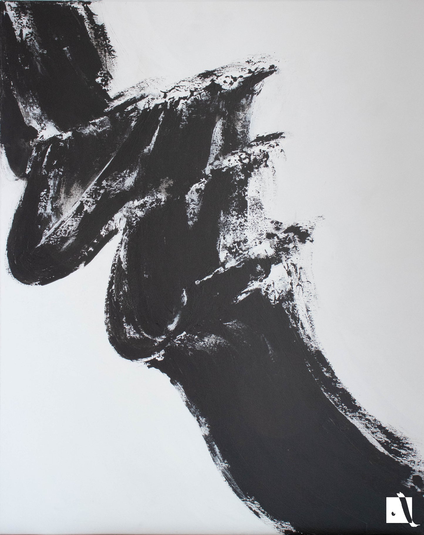 Pictura abstracta minimalista alb negru val