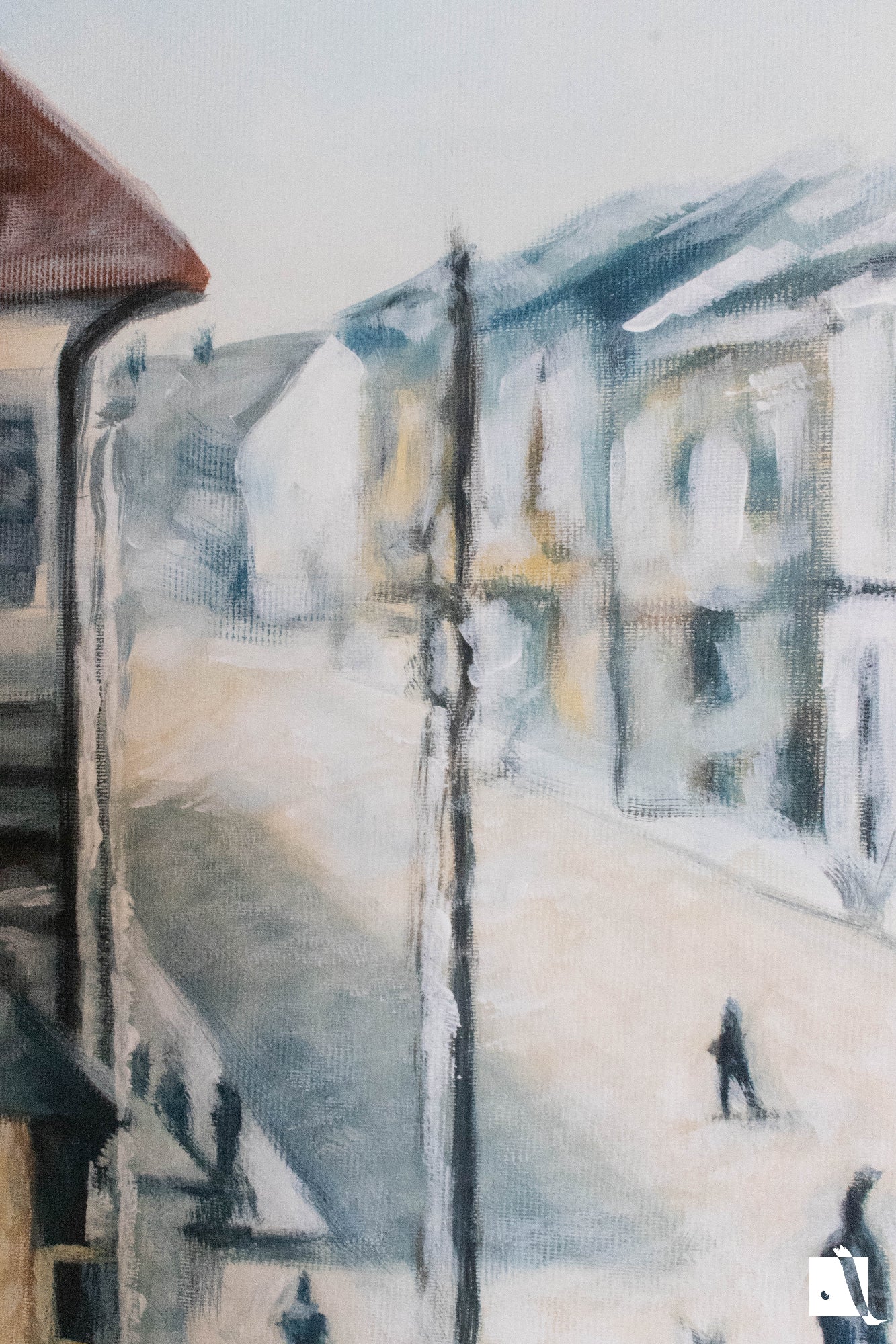 pictura_cu_peisaj_urban_cu_piata_traian_din_timisoara_efect_vintage_dupa_poza_veche_realizat_manual_in_vopsea_acrilica_detaliu_stalp