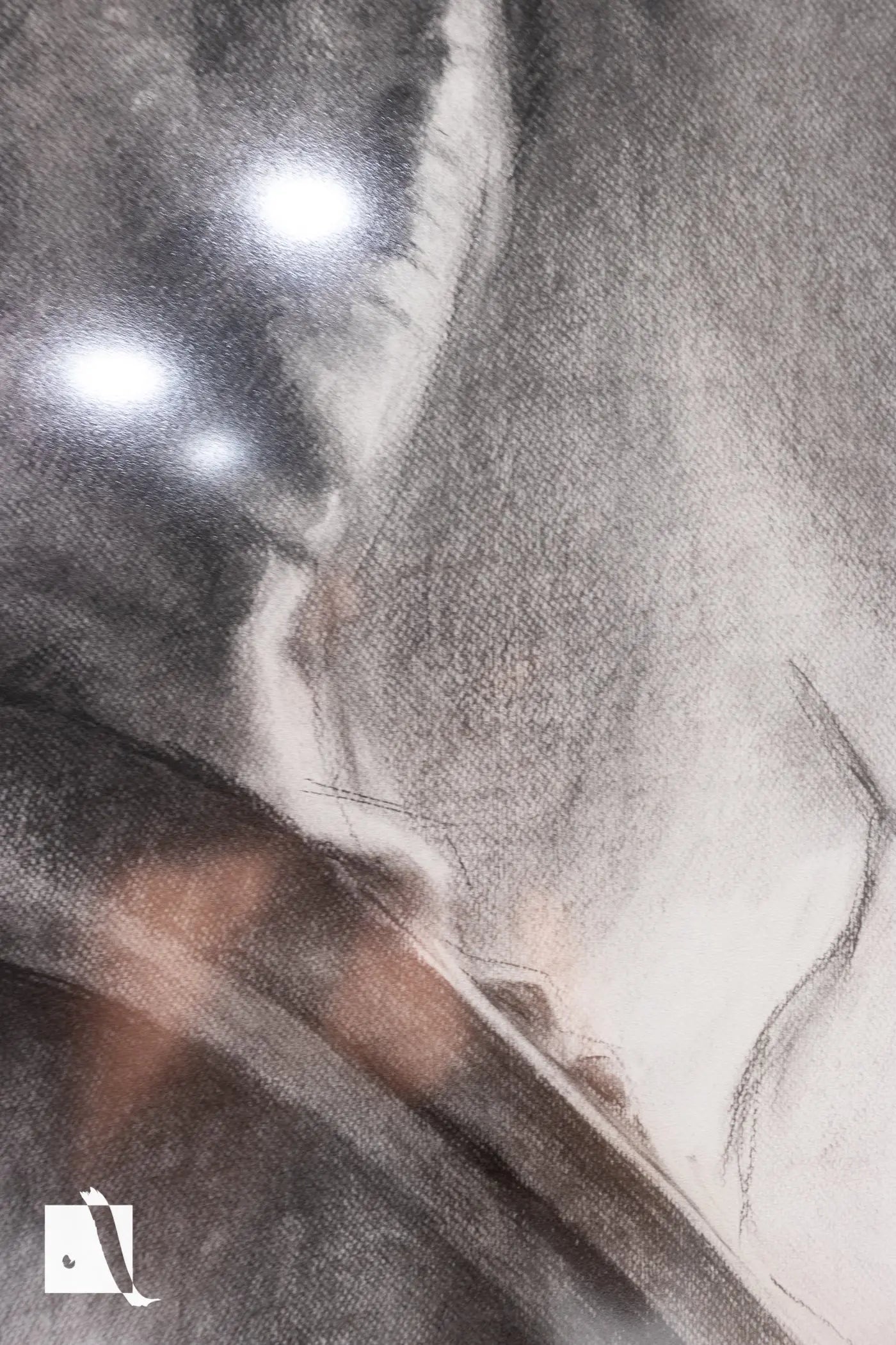 Desen realizat manual in carbune portret ealist dupa personajul mitologic grec Aria