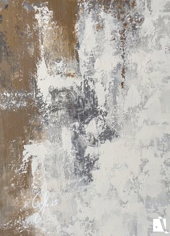 Pictura_Abstracta_cu_acrilic_crem-gri-ocru-maro-negru detaliu