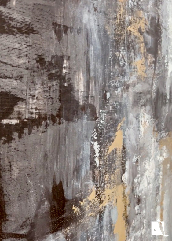 Pictura_Abstracta_cu_acrilic_crem-gri-ocru-maro-negru detaliu