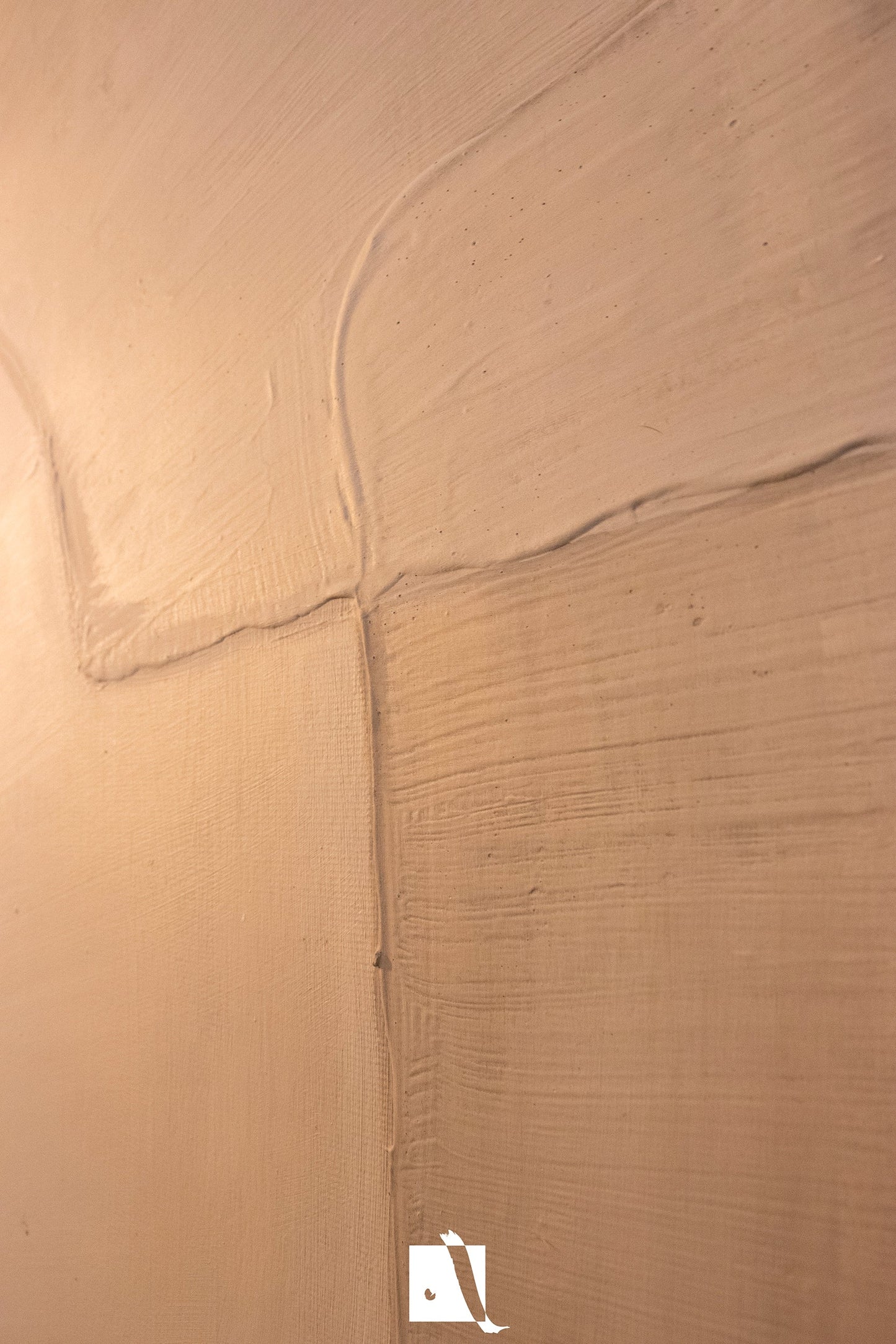 Pictura Decorativa Minimalista in relief realizata manual cu culori acrilice crem detalii
