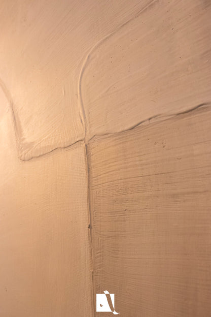 Pictura Decorativa Minimalista in relief realizata manual cu culori acrilice crem detalii