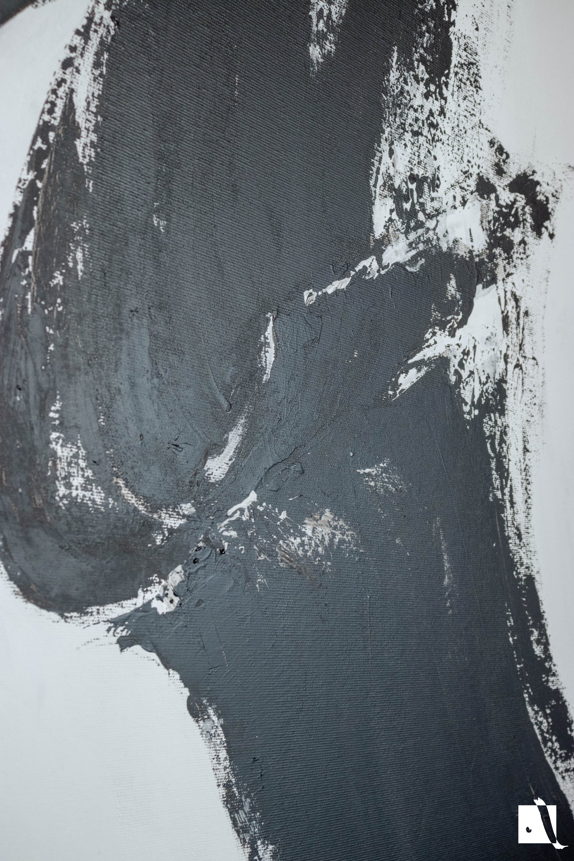 Pictura abstracta minimalista alb negru val