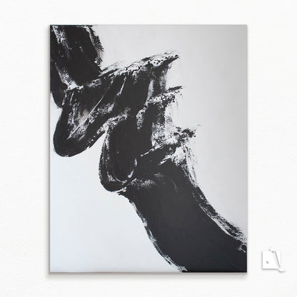 Pictura abstracta minimalista alb negru val