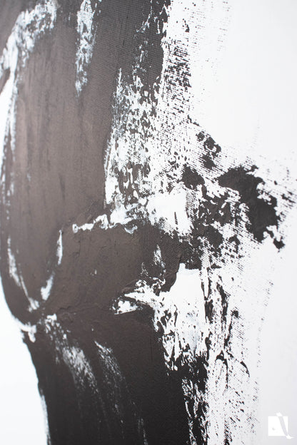 Pictura abstracta minimalista alb negru val