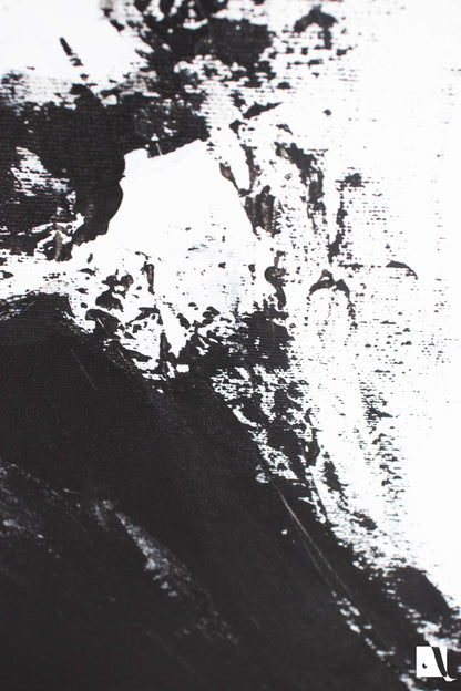 Pictura abstracta minimalista alb negru val