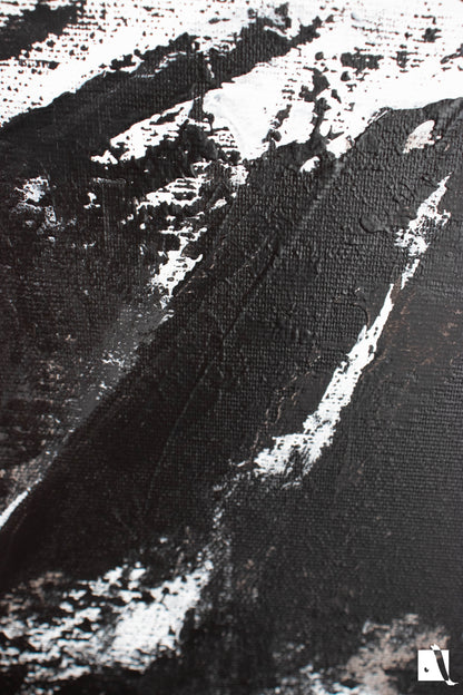 Pictura abstracta minimalista alb negru val