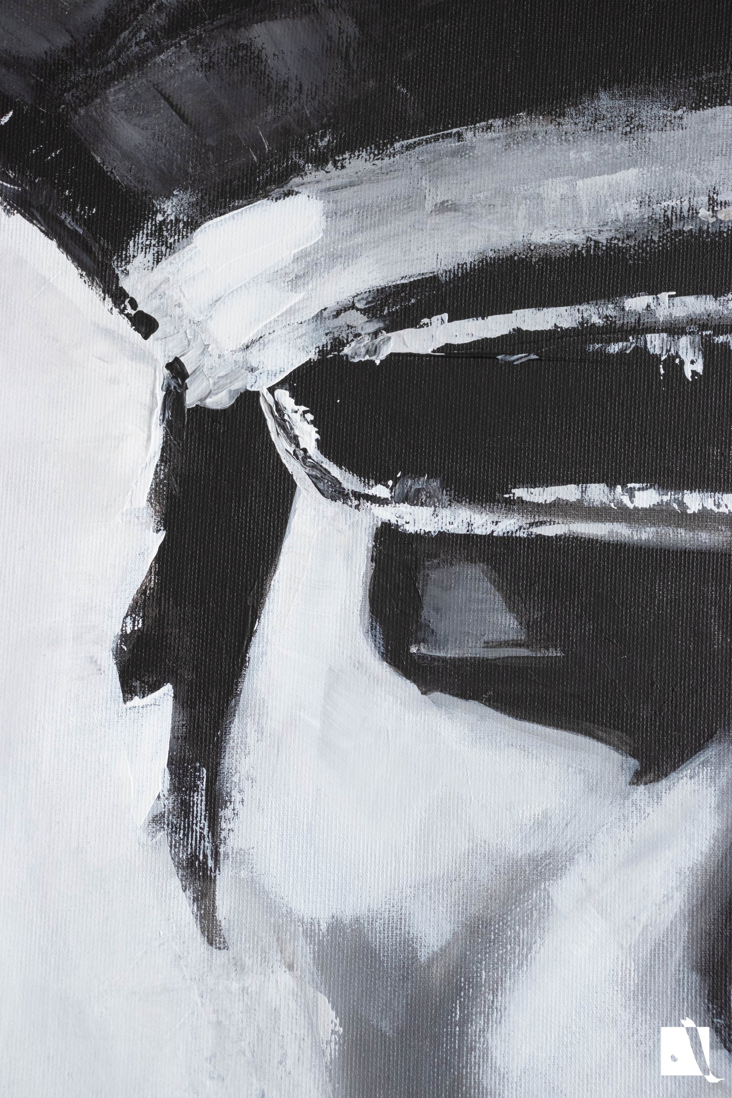 Pictura decorativa figurativa in acrilic, politista cu tigara alb negru