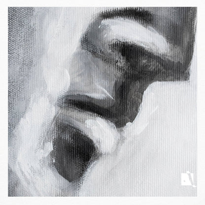 Pictura in acrilic realizat manual in al-negru portret realistic al unui caracter mitologic: printesa Aria. 