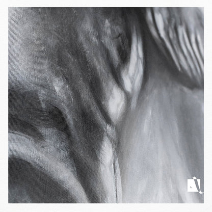 Pictura in acrilic realizat manual in al-negru portret realistic al unui caracter mitologic: printesa Aria. 