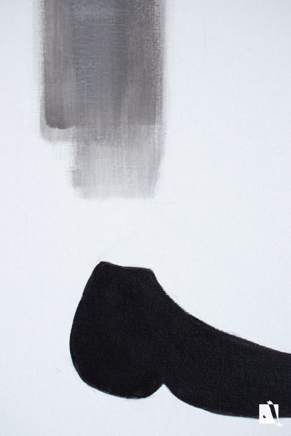 Pictura realizata manual in acrilic cu fundal alb si figura abstractizata 