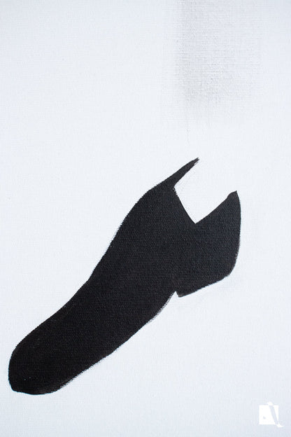 Pictura realizata manual in acrilic cu fundal alb si figura abstractizata 