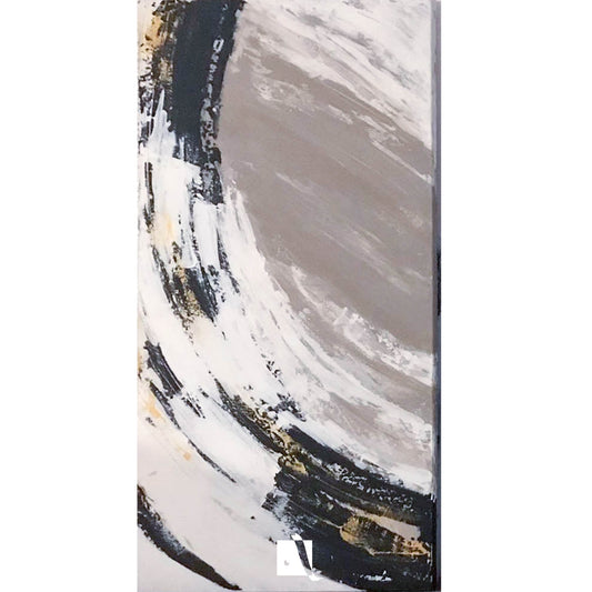 Set de 3 bucati picturi decorative abstracte forme circulare in relief cu nuante de cafeniu alb negru si insertii aurii